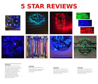 Custom LED Metal Sign, Personalized Neon Style Wall Decor for Gaming Room or Business Logo