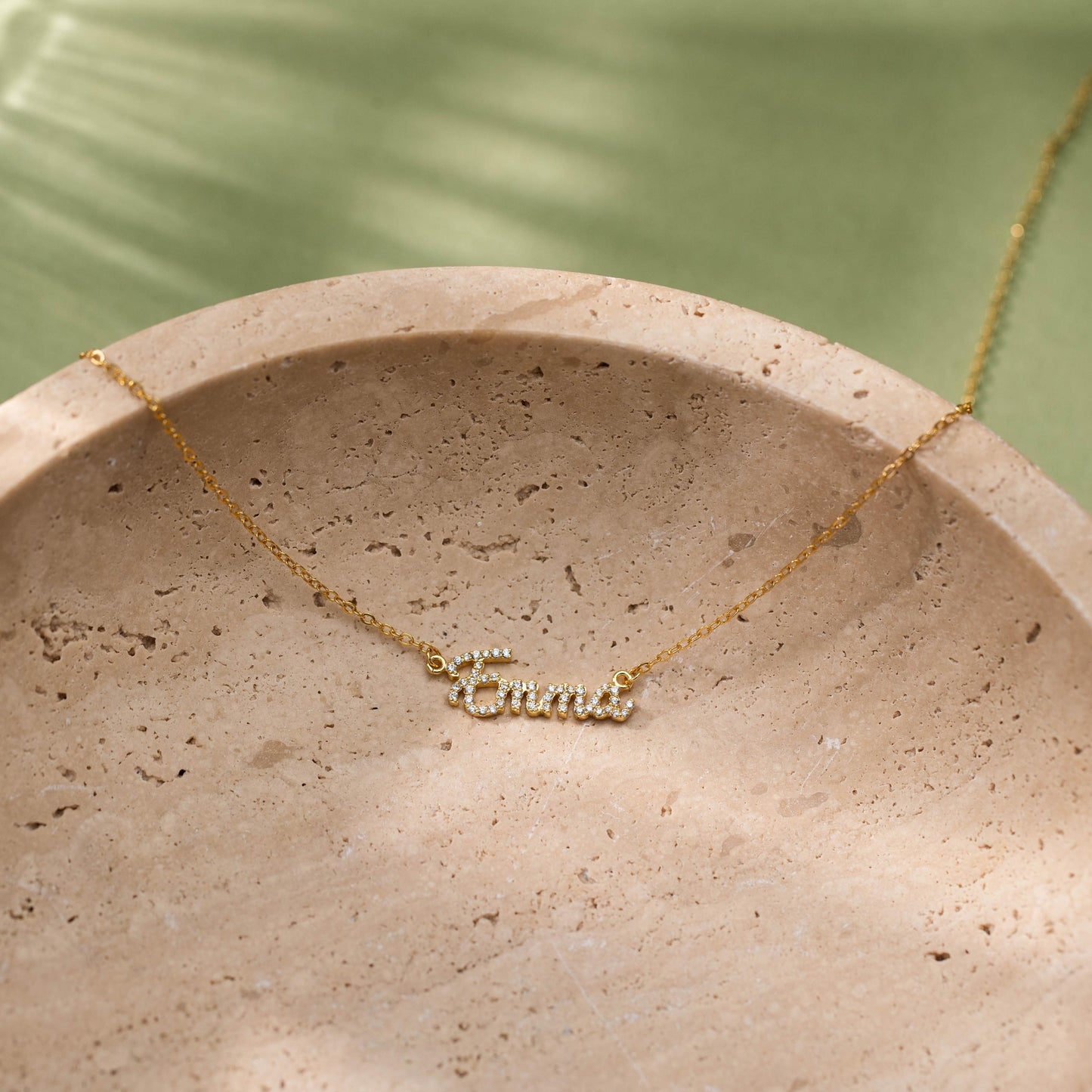 Dainty Diamond Gold Name Necklace, Personalized Pave Name Necklace, Custom Gemstone Letter Necklace, Jewelry Gift for Her, Bridesmaid Gifts