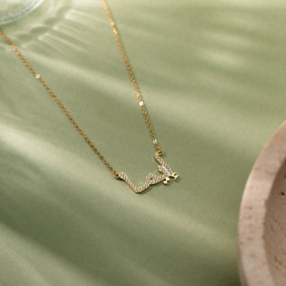 Personalized Arabic Name Necklace, Custom Diamond Letter Necklace, Arabic Pave Necklace, Islamic Gift, Eid Gift for Her, Birthday Gifts
