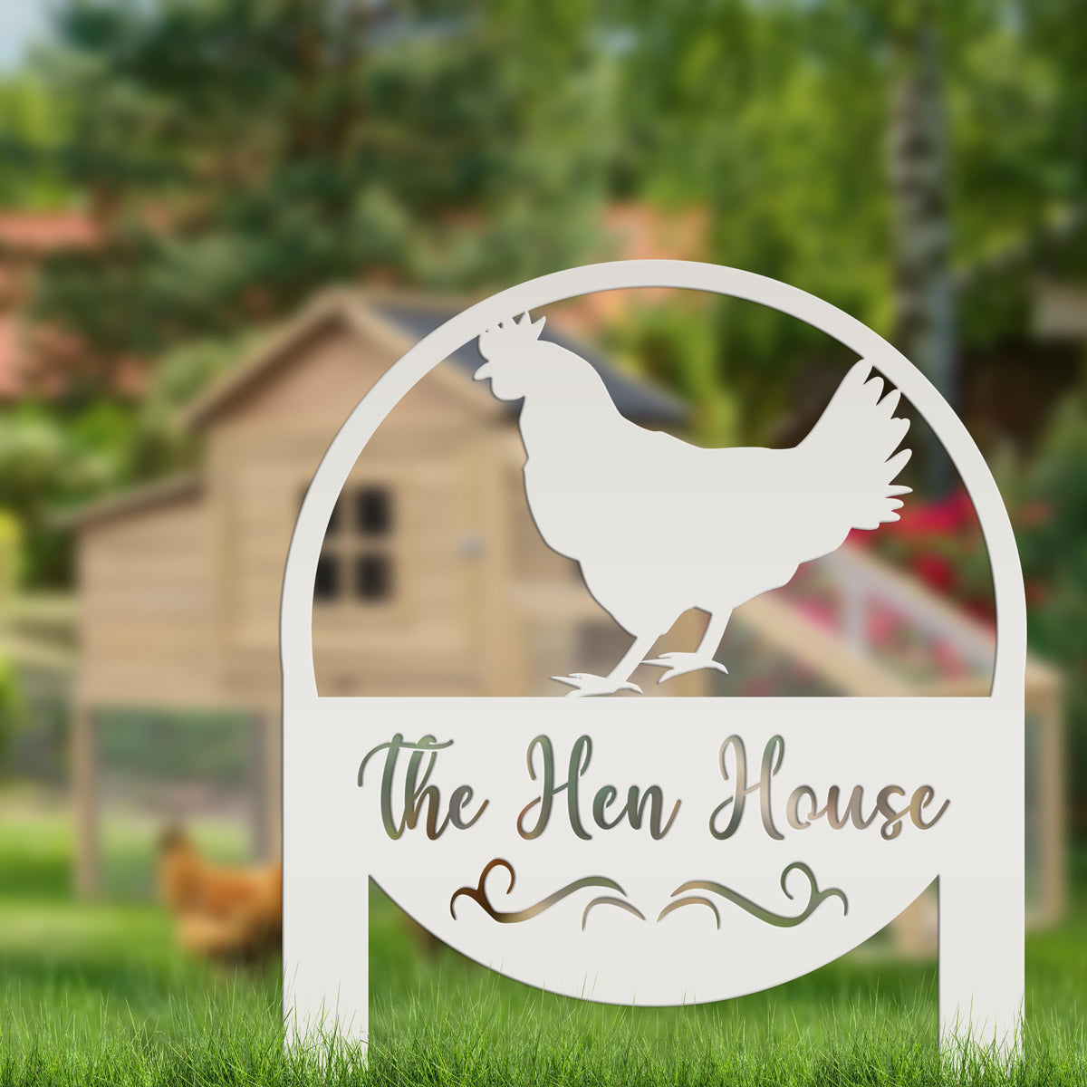 Custom Chicken Farm Metal Yard Stake - Animal Garden Decoration - Farmhouse Lawn Ornament - Rustic Decor - Personalized Chicken Coop Sign