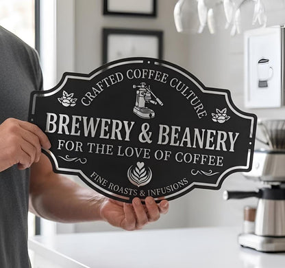 Coffee Bar LED Metal Sign, Modern Cafe Wall Decor for Home Coffee Station