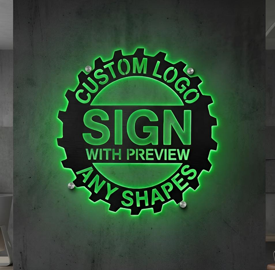 Custom LED Metal Sign, Personalized Neon Style Wall Decor for Gaming Room or Business Logo