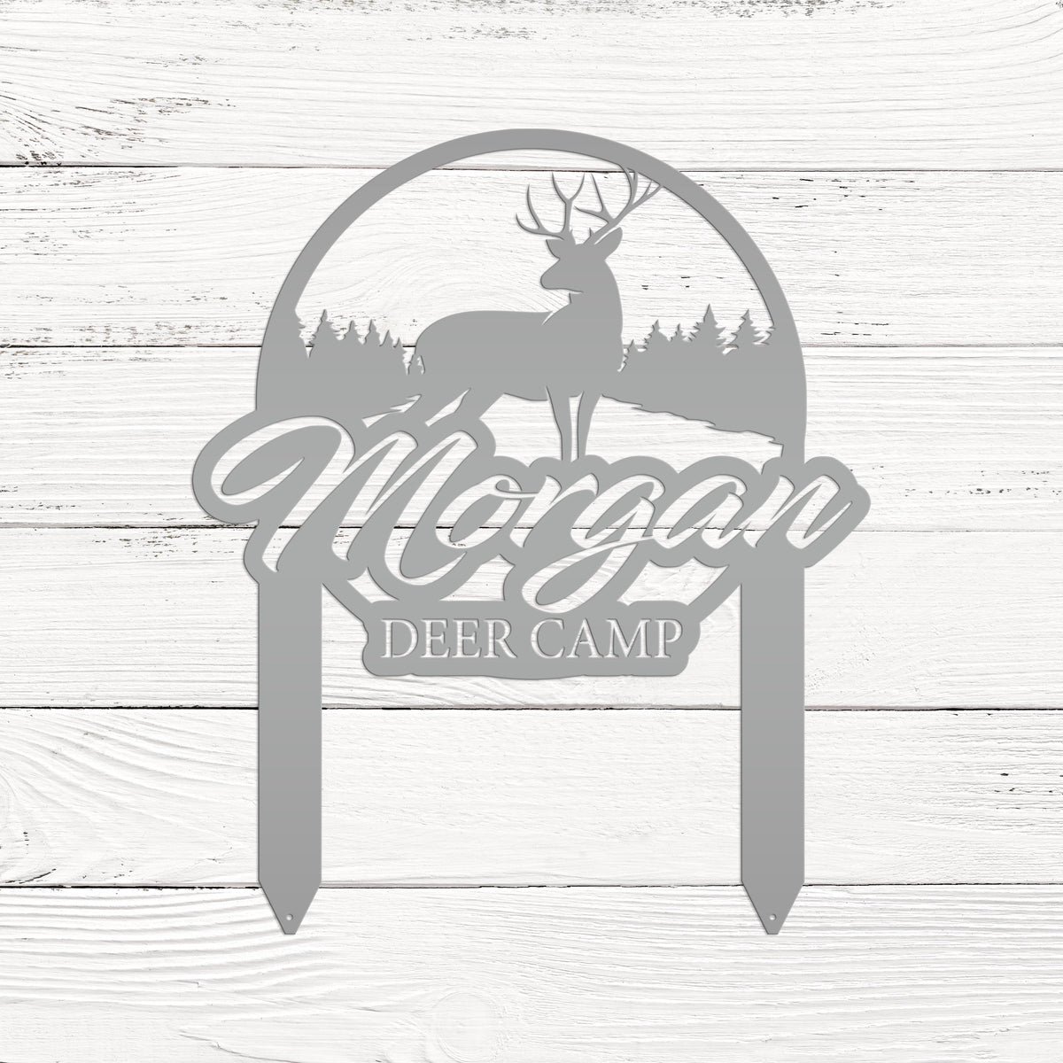 Custom Deer Camp Laser Cut Metal Yard Stake - Your Own Wording