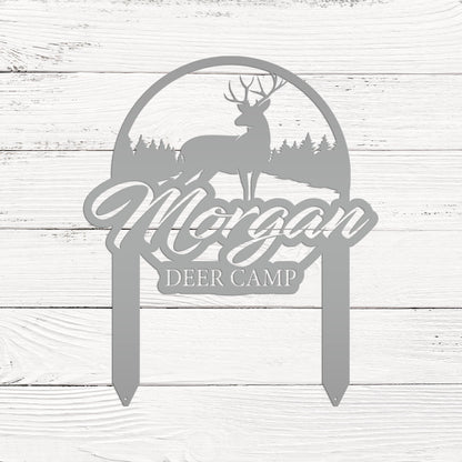 Custom Deer Camp Laser Cut Metal Yard Stake - Your Own Wording