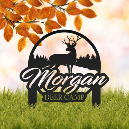 Custom Deer Camp Laser Cut Metal Yard Stake - Your Own Wording