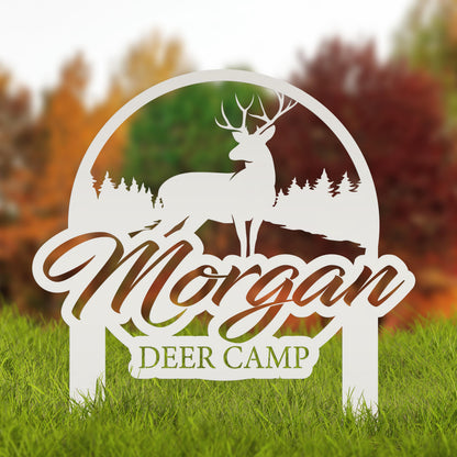 Custom Deer Camp Laser Cut Metal Yard Stake - Your Own Wording