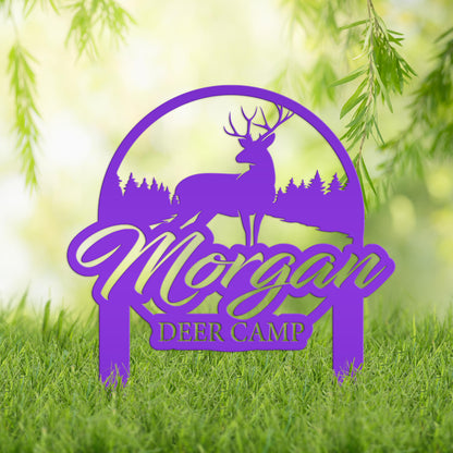 Custom Deer Camp Laser Cut Metal Yard Stake - Your Own Wording