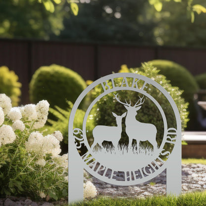 Personalized Deer Address Yard Stake - Custom Deer Sign