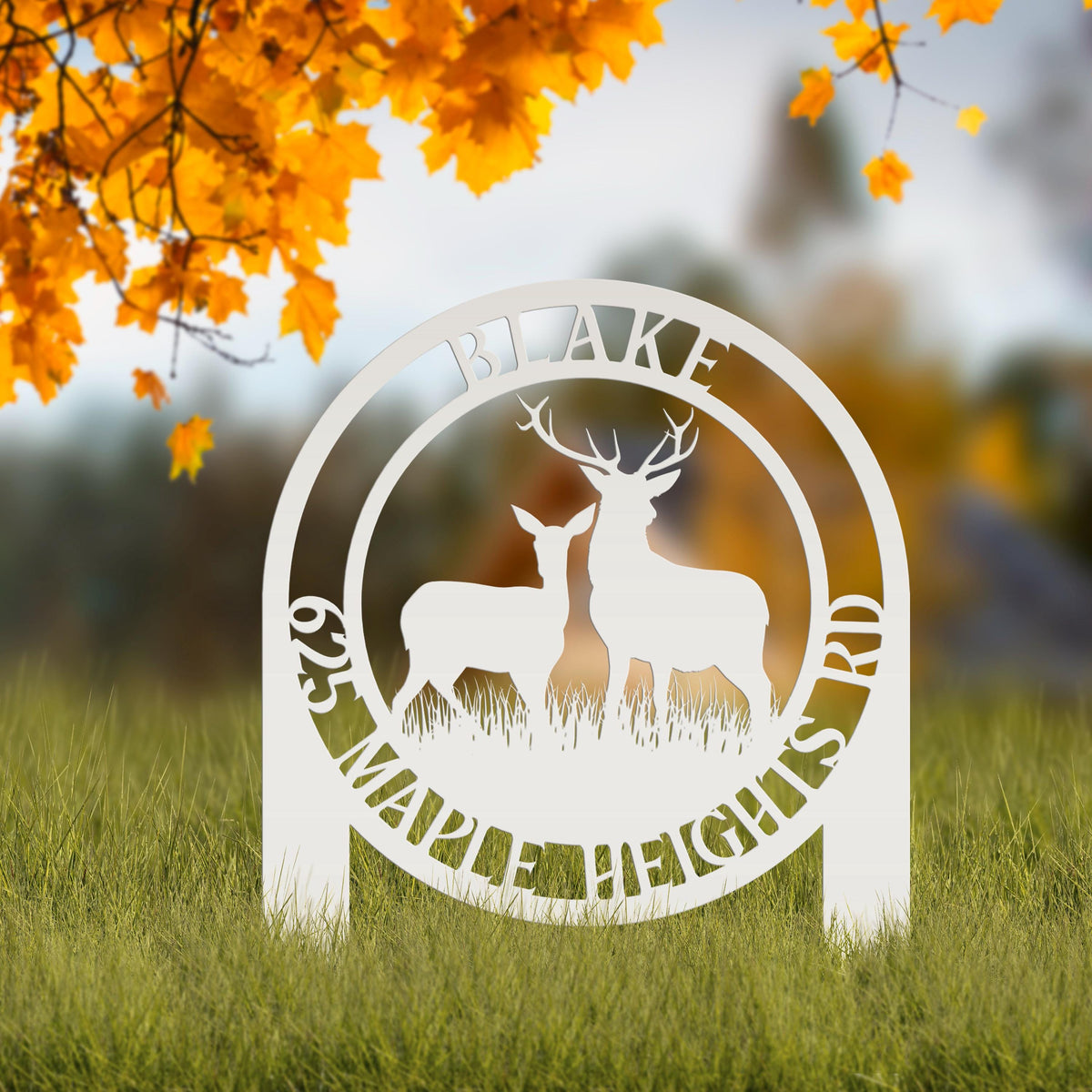 Personalized Deer Address Yard Stake - Custom Deer Sign