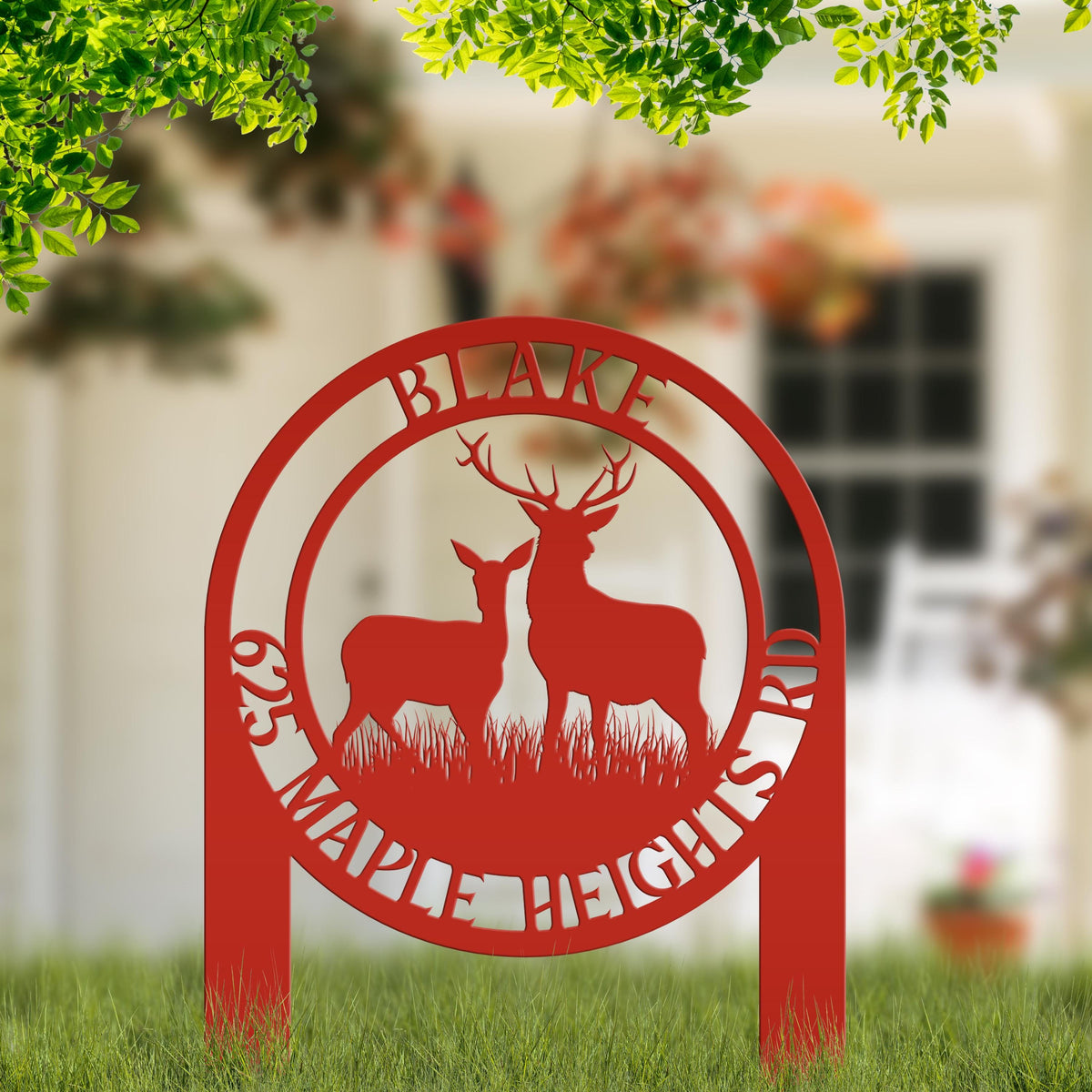 Personalized Deer Address Yard Stake - Custom Deer Sign