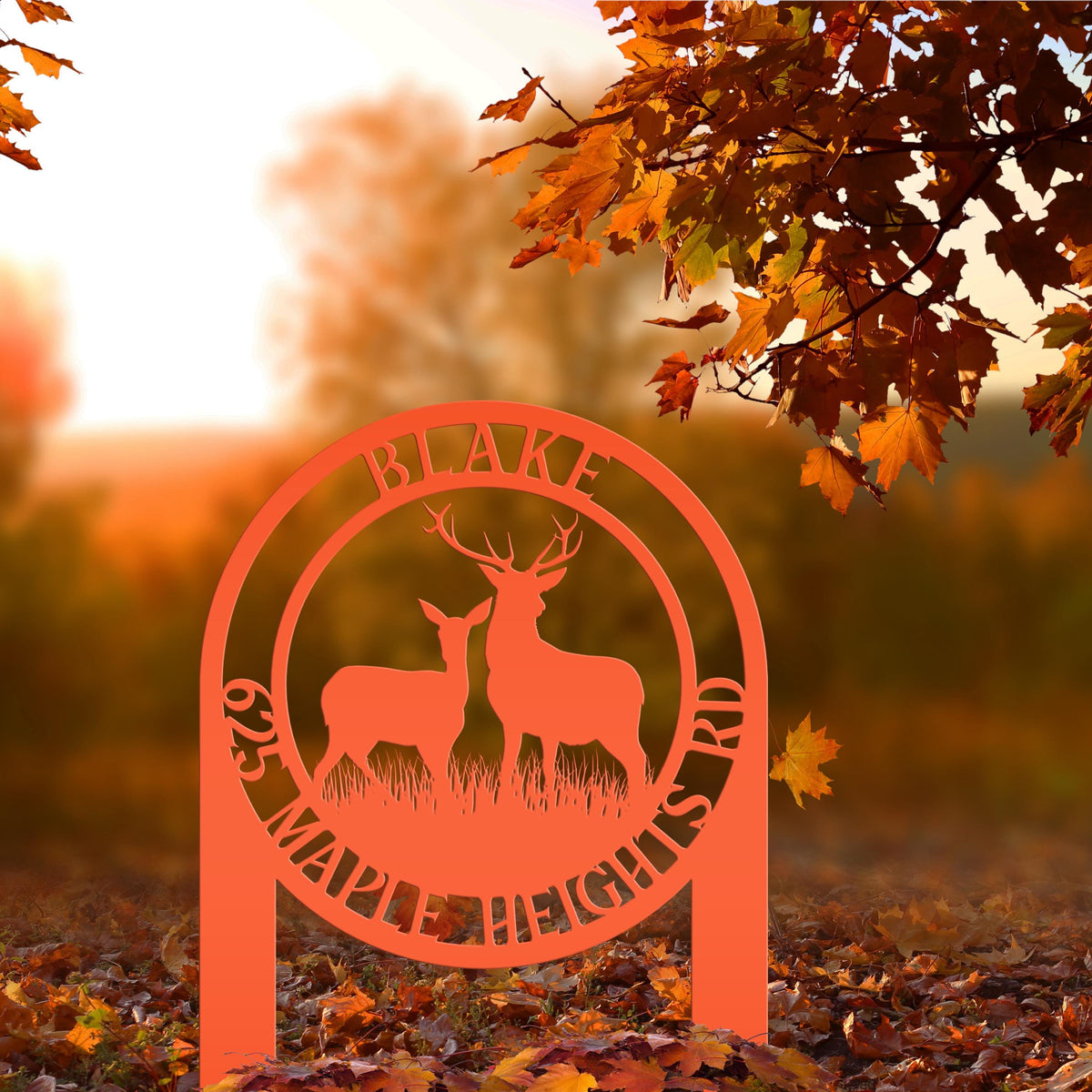 Personalized Deer Address Yard Stake - Custom Deer Sign