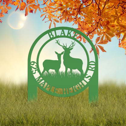 Personalized Deer Address Yard Stake - Custom Deer Sign