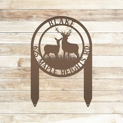 Personalized Deer Address Yard Stake - Custom Deer Sign