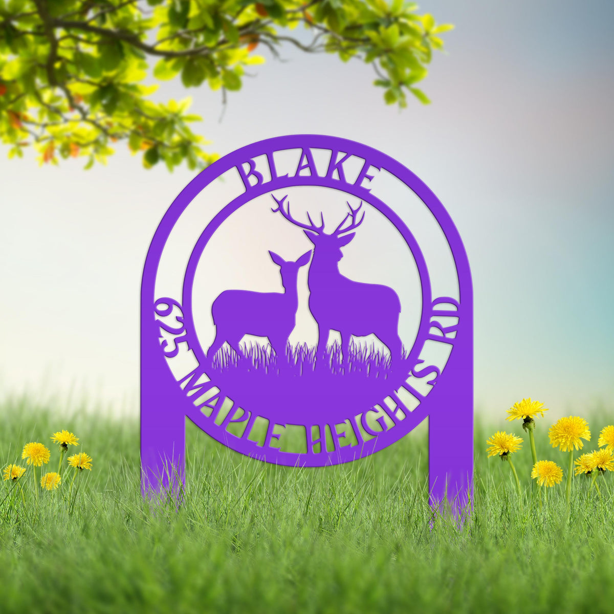 Personalized Deer Address Yard Stake - Custom Deer Sign