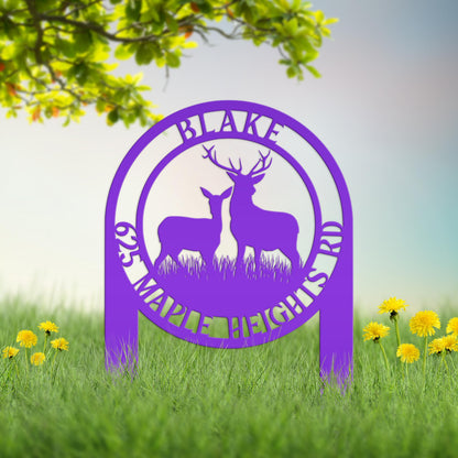 Personalized Deer Address Yard Stake - Custom Deer Sign