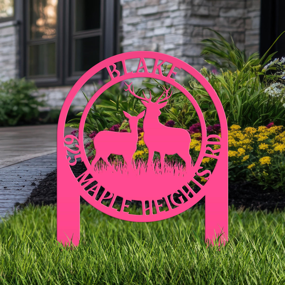 Personalized Deer Address Yard Stake - Custom Deer Sign