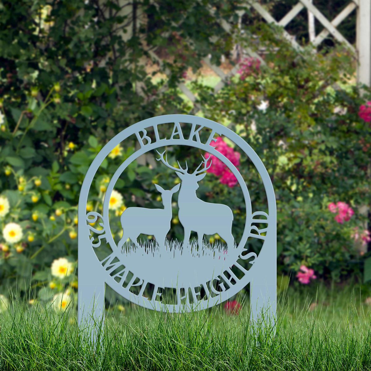 Personalized Deer Address Yard Stake - Custom Deer Sign