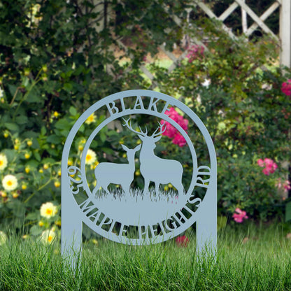 Personalized Deer Address Yard Stake - Custom Deer Sign