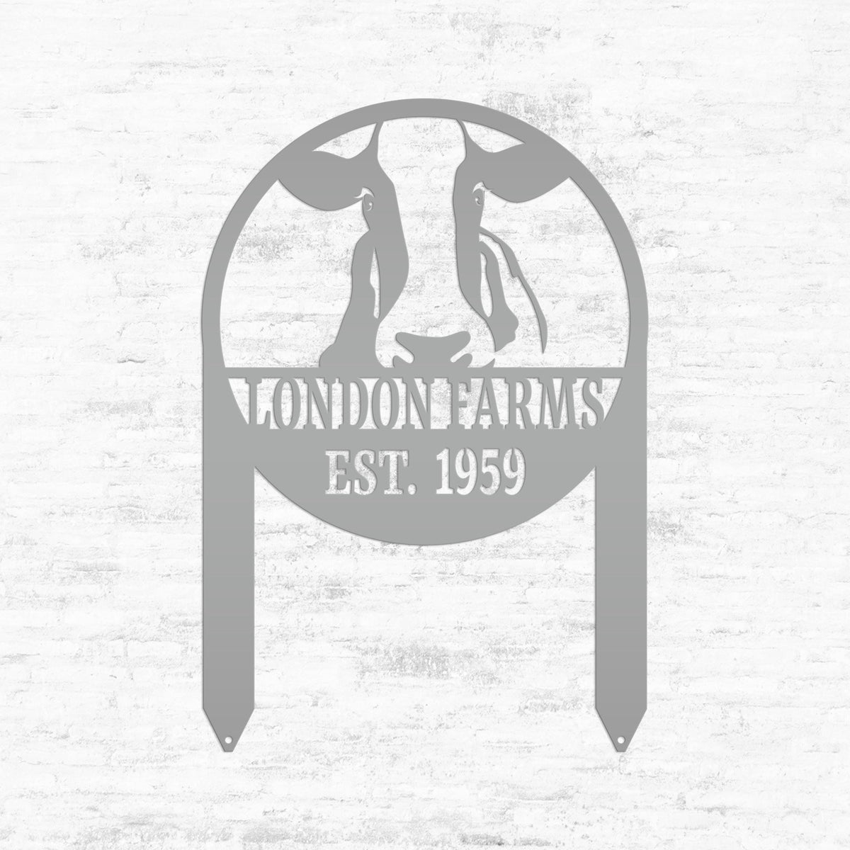 Cow Farm Yard Stake, Family Name and Established Year Lawn Sign, Cattle Business Signage, Rustic Home Decor, Steer Farming Small Business