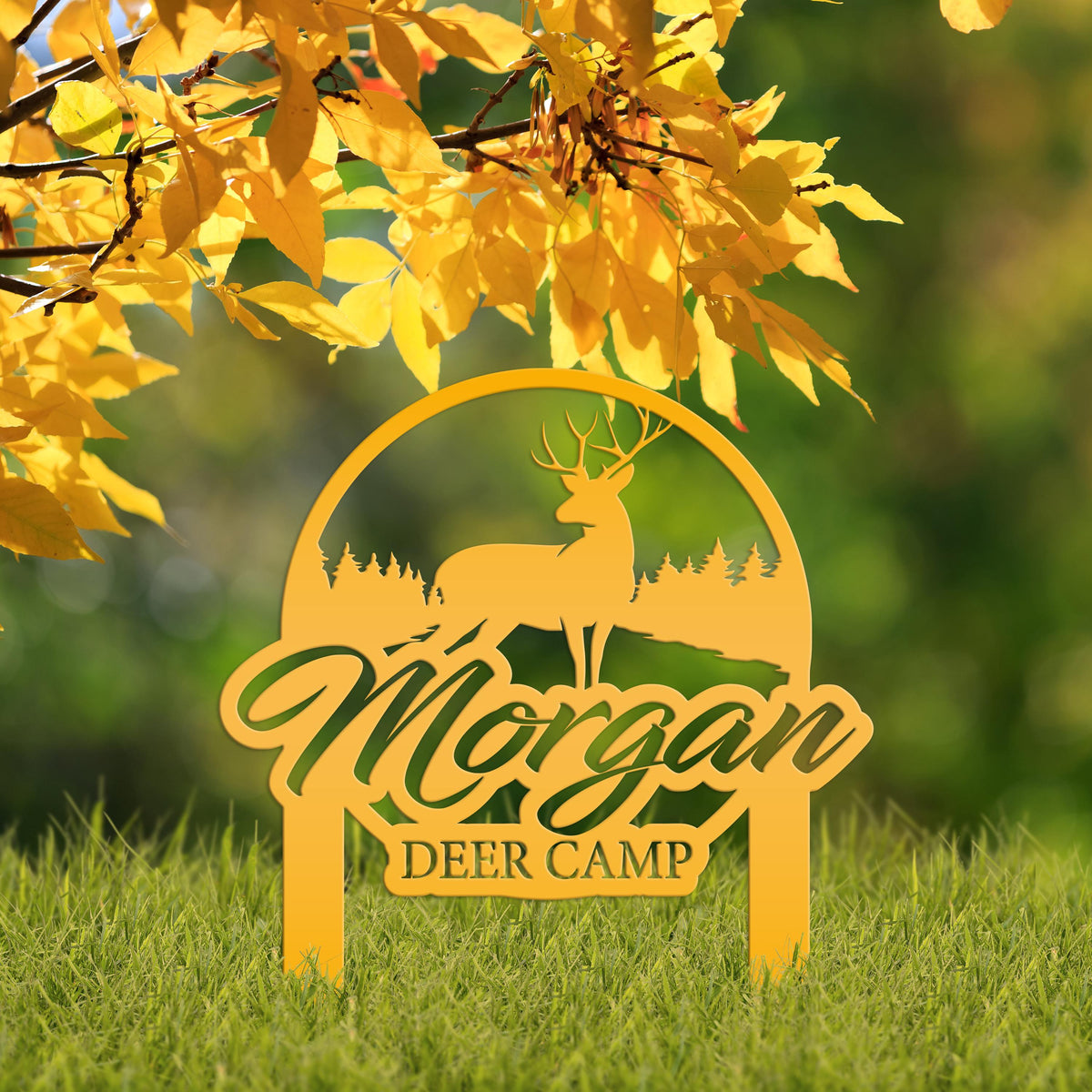 Custom Deer Camp Laser Cut Metal Yard Stake - Your Own Wording