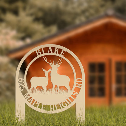 Personalized Deer Address Yard Stake - Custom Deer Sign