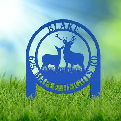 Personalized Deer Address Yard Stake - Custom Deer Sign