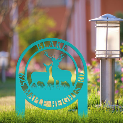 Personalized Deer Address Yard Stake - Custom Deer Sign