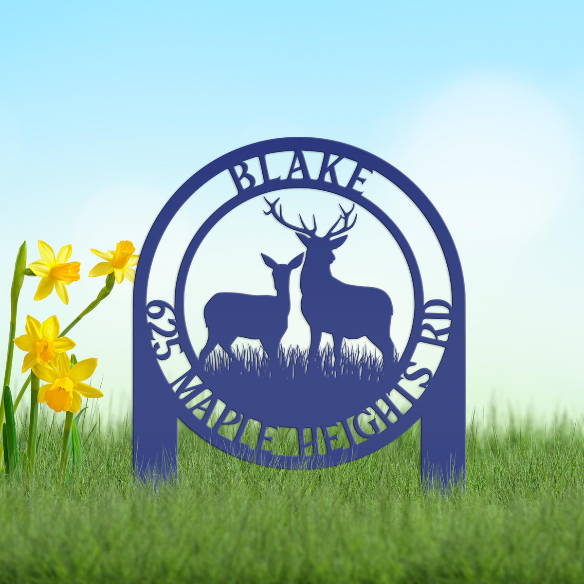 Personalized Deer Address Yard Stake - Custom Deer Sign