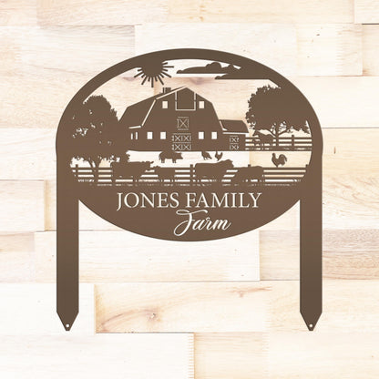 Farm Sign Metal Address Stake, Family Name Customizable Yard  Sign with Established Date or Street Name, Outdoor Farm Scene Powder Coated