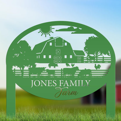 Farm Sign Metal Address Stake, Family Name Customizable Yard  Sign with Established Date or Street Name, Outdoor Farm Scene Powder Coated