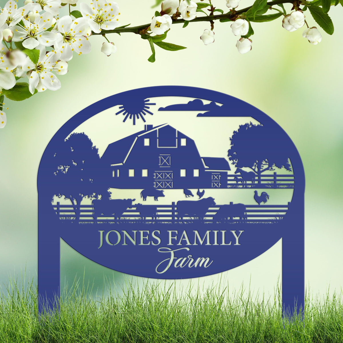 Farm Sign Metal Address Stake, Family Name Customizable Yard  Sign with Established Date or Street Name, Outdoor Farm Scene Powder Coated