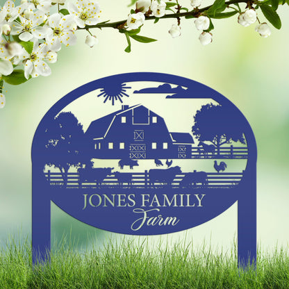 Farm Sign Metal Address Stake, Family Name Customizable Yard  Sign with Established Date or Street Name, Outdoor Farm Scene Powder Coated