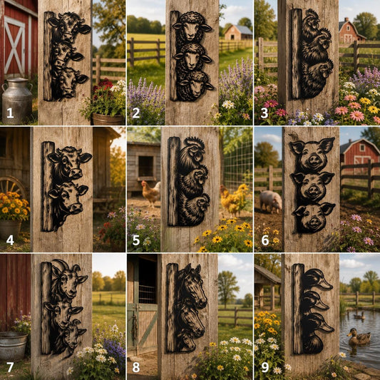 Farm Animal Metal Wall Art, Duck Horse Goat and Cow Decor for Barn, Porch or Country Home