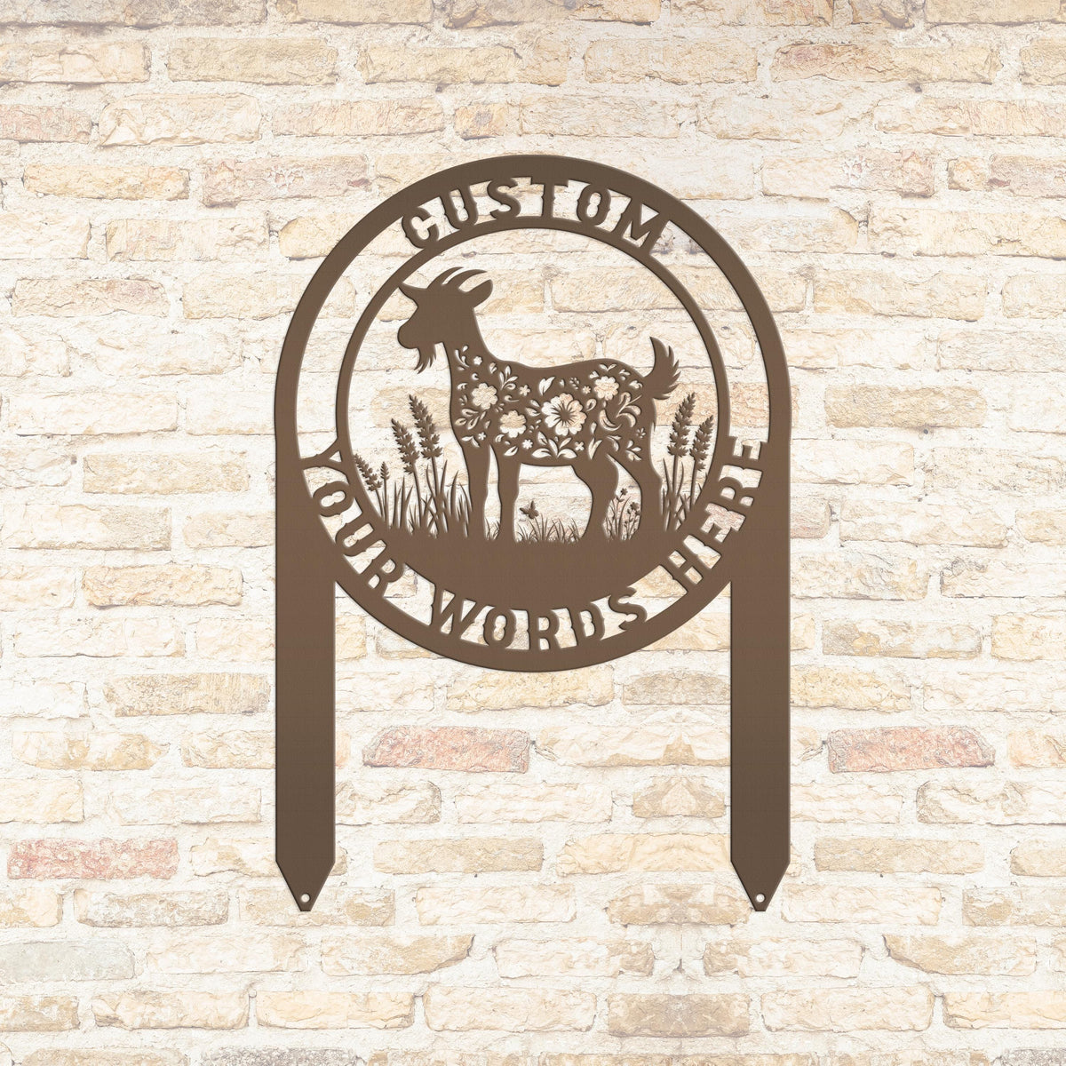 Floral Goat Metal Stake for Yard - Unique Outdoor Art - Charming Farmhouse Decor - Rustic Garden Decoration - Cute Personalized Farm Sign