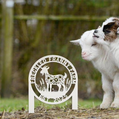 Floral Goat Metal Stake for Yard - Unique Outdoor Art - Charming Farmhouse Decor - Rustic Garden Decoration - Cute Personalized Farm Sign