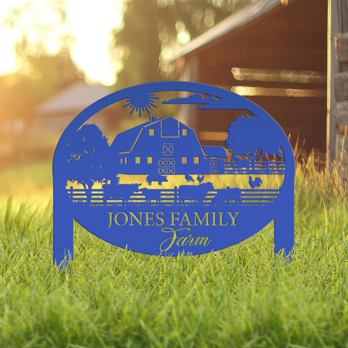 Farm Sign Metal Address Stake, Family Name Customizable Yard  Sign with Established Date or Street Name, Outdoor Farm Scene Powder Coated
