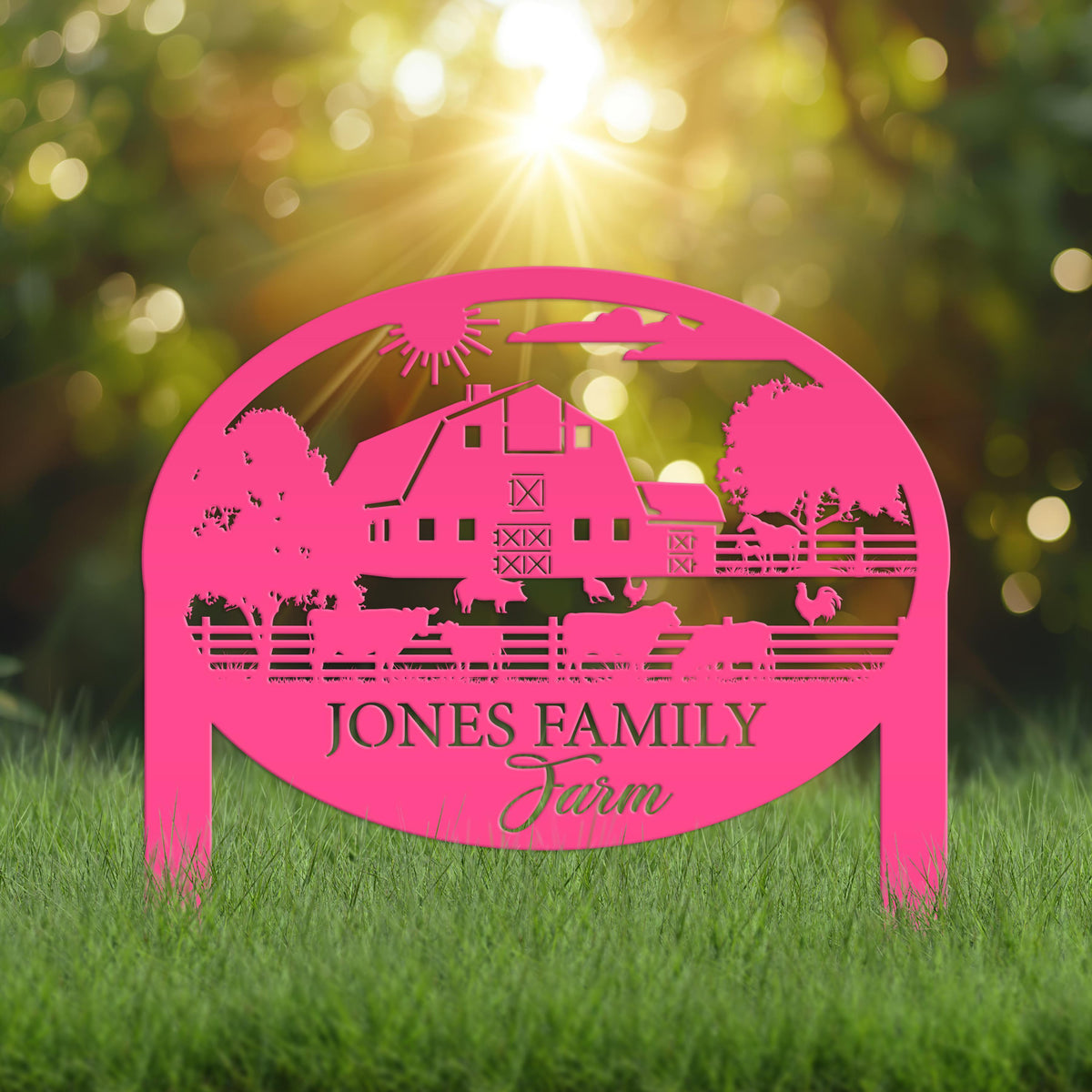 Farm Sign Metal Address Stake, Family Name Customizable Yard  Sign with Established Date or Street Name, Outdoor Farm Scene Powder Coated