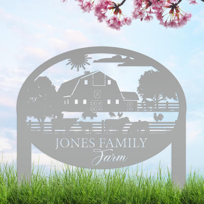 Farm Sign Metal Address Stake, Family Name Customizable Yard  Sign with Established Date or Street Name, Outdoor Farm Scene Powder Coated