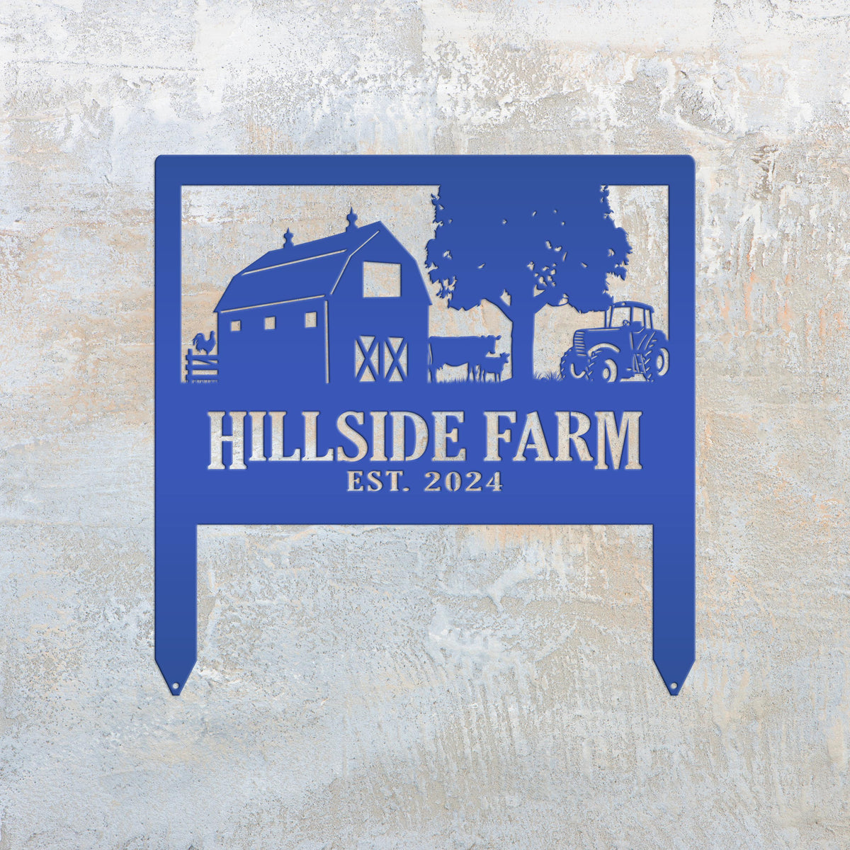 Custom Farm Scene Metal Yard Stake - Unique Farming Outdoor Decor - Charming Homestead Garden Decorations - Rustic Farmhouse Lawn Stakes