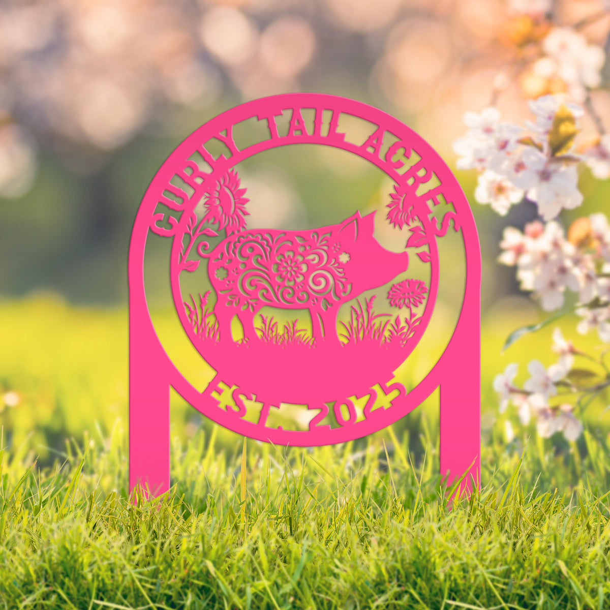 Pig Sign- Farm Address Sign- Custom Farm Decor - Farmhouse Style Decor Sign - Farm Animal Lawn Art - Cute Garden Decor- Personalized Gift