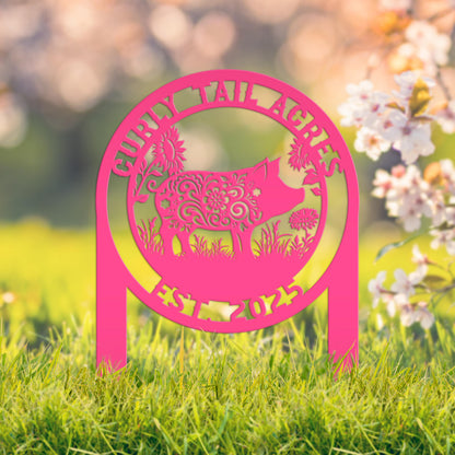 Pig Sign- Farm Address Sign- Custom Farm Decor - Farmhouse Style Decor Sign - Farm Animal Lawn Art - Cute Garden Decor- Personalized Gift