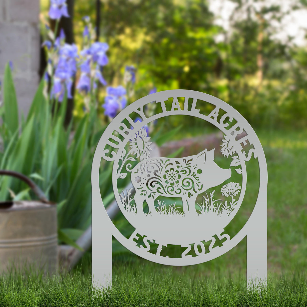 Pig Sign- Farm Address Sign- Custom Farm Decor - Farmhouse Style Decor Sign - Farm Animal Lawn Art - Cute Garden Decor- Personalized Gift