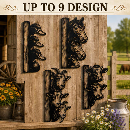 Farm Animal Metal Wall Art, Duck Horse Goat and Cow Decor for Barn, Porch or Country Home
