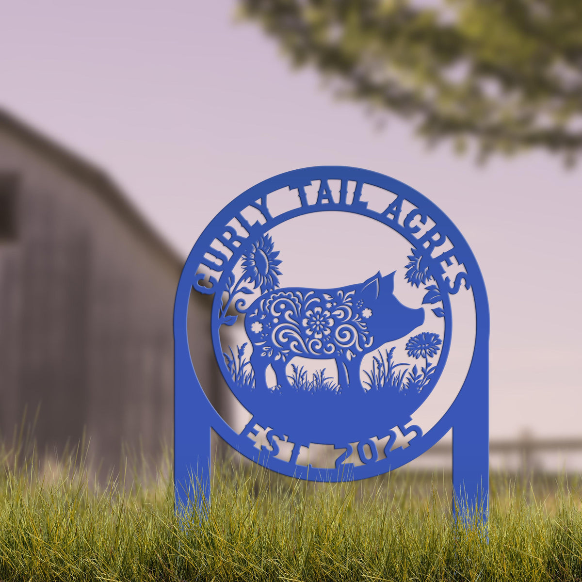 Pig Sign- Farm Address Sign- Custom Farm Decor - Farmhouse Style Decor Sign - Farm Animal Lawn Art - Cute Garden Decor- Personalized Gift
