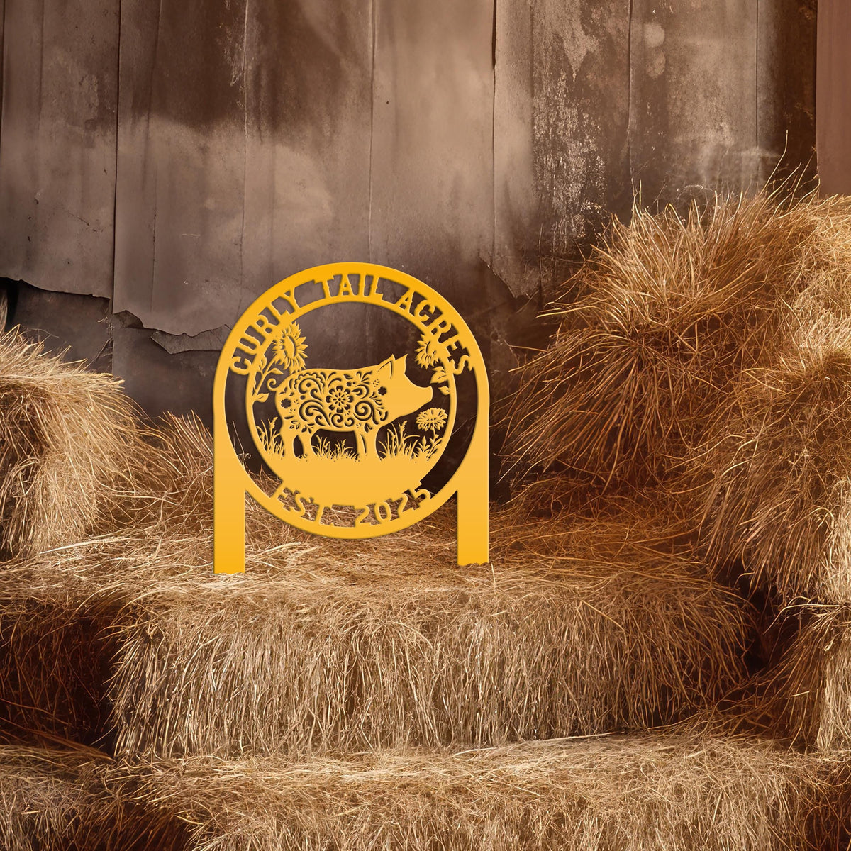 Pig Sign- Farm Address Sign- Custom Farm Decor - Farmhouse Style Decor Sign - Farm Animal Lawn Art - Cute Garden Decor- Personalized Gift