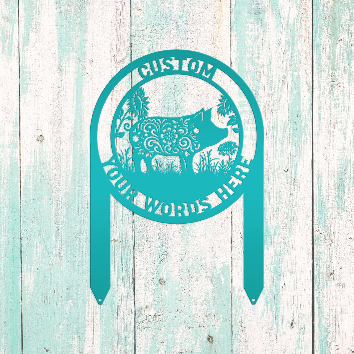 Pig Sign- Farm Address Sign- Custom Farm Decor - Farmhouse Style Decor Sign - Farm Animal Lawn Art - Cute Garden Decor- Personalized Gift