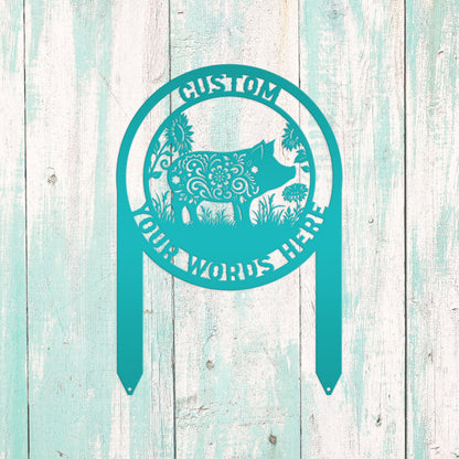 Pig Sign- Farm Address Sign- Custom Farm Decor - Farmhouse Style Decor Sign - Farm Animal Lawn Art - Cute Garden Decor- Personalized Gift