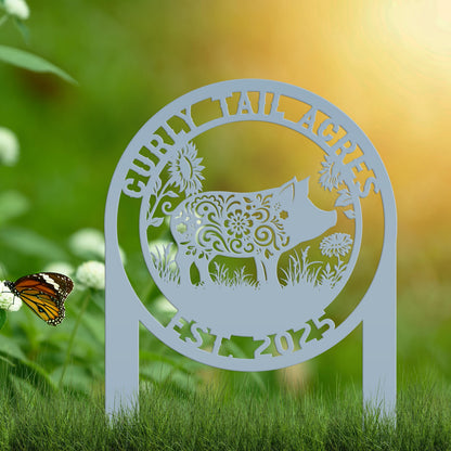 Pig Sign- Farm Address Sign- Custom Farm Decor - Farmhouse Style Decor Sign - Farm Animal Lawn Art - Cute Garden Decor- Personalized Gift