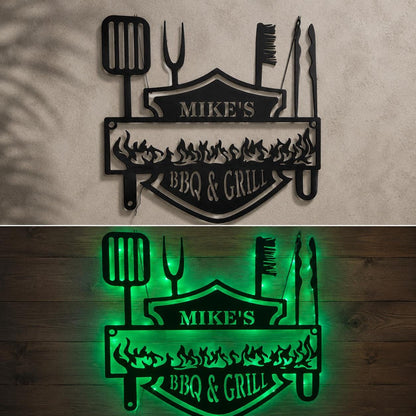 LED Palm Leaf Metal Wall Art - Tropical LED Wall Decor - Backlit Metal Sign - Outdoor Patio Decor, Modern Botanical Wall Art