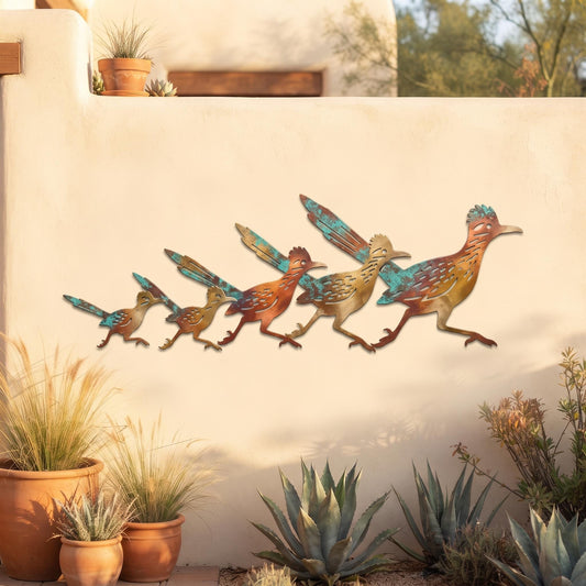 Roadrunner Metal Wall Art - Southwestern Wall Decor - Desert Bird Metal Art - Western Decor, Cactus Garden Decor, Outdoor Wall Art